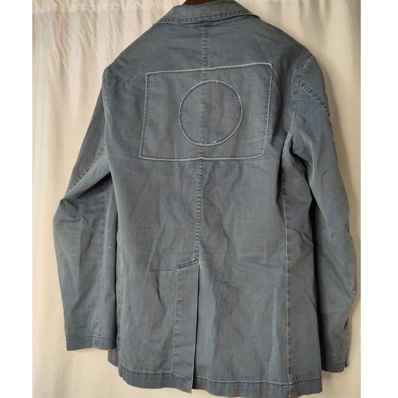 Open Lab Dark Chambray Blazer Made in Italy Moto School Boy Style Size 48 - Picture 2 of 7